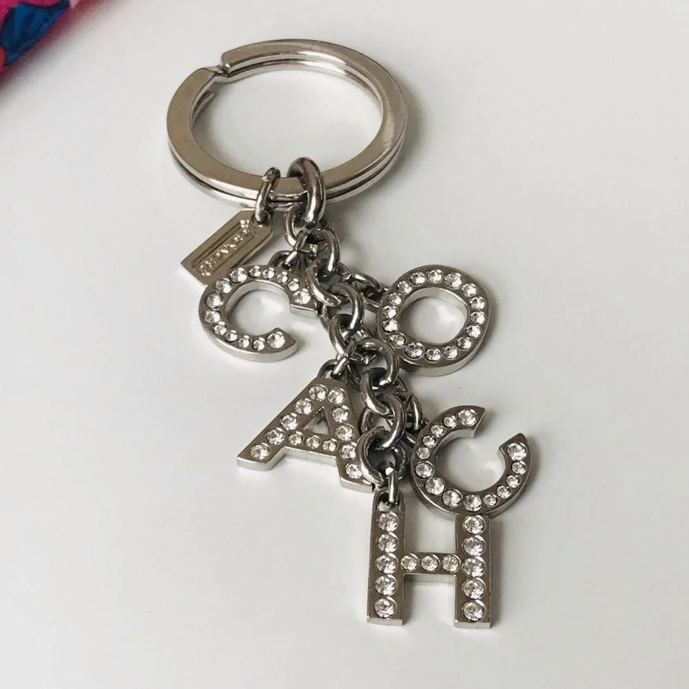 Coach Silver Crystal 'COACH' Letter Keychain